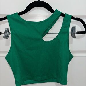 SHEIN Green Asymmetrical Cutout Crop Tank Top